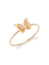 Saks Fifth Avenue Women's 14k Yellow Gold & 0.04 Tcw Diamond Butterfly Ring In Yellow Gold