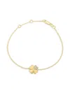 Saks Fifth Avenue Women's 14k Yellow Gold & 0.04 Tcw Diamond Clover Pendant Bracelet