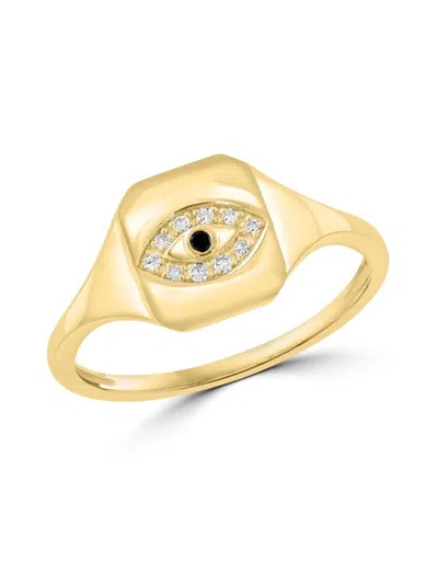 Saks Fifth Avenue Women's 14k Yellow Gold & 0.04 Tcw Diamond Evil Eye Ring