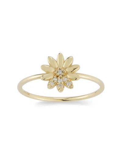 Saks Fifth Avenue Women's 14k Yellow Gold & 0.04 Tcw Diamond Flower Ring
