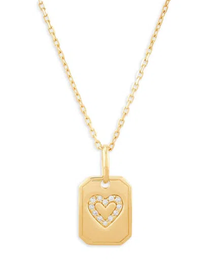 Saks Fifth Avenue Women's 14k Yellow Gold & 0.04 Tcw Diamond Heart Tag Pendant Necklace