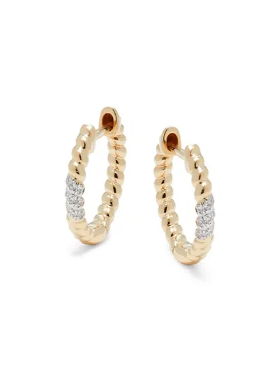 Saks Fifth Avenue Women's 14k Yellow Gold & 0.04 Tcw Diamond Huggie Earrings