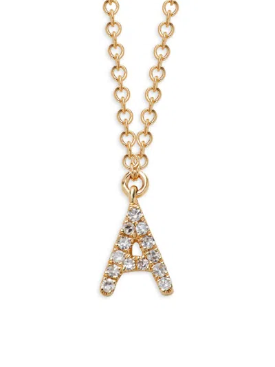 Saks Fifth Avenue Women's 14k Yellow Gold & 0.04 Tcw Diamond Letter Pendant Necklace In Letter A