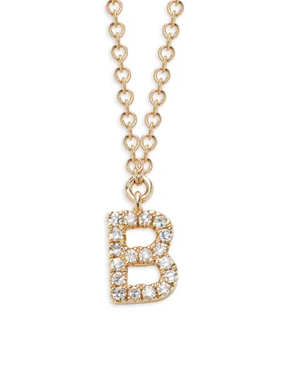 Saks Fifth Avenue Women's 14k Yellow Gold & 0.04 Tcw Diamond Letter Pendant Necklace In Letter B