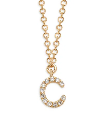 Saks Fifth Avenue Women's 14k Yellow Gold & 0.04 Tcw Diamond Letter Pendant Necklace In Letter C