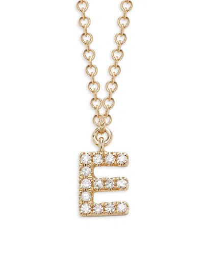 Saks Fifth Avenue Women's 14k Yellow Gold & 0.04 Tcw Diamond Letter Pendant Necklace In Letter E