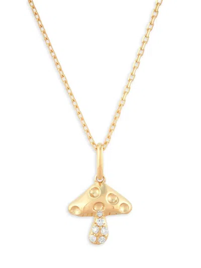 Saks Fifth Avenue Women's 14k Yellow Gold & 0.04 Tcw Diamond Mushroom Pendant Necklace