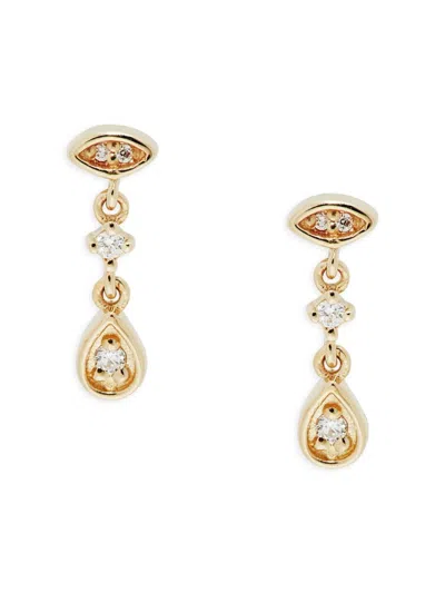 Saks Fifth Avenue Women's 14k Yellow Gold & 0.041 Tcw Diamond Drop Earrings