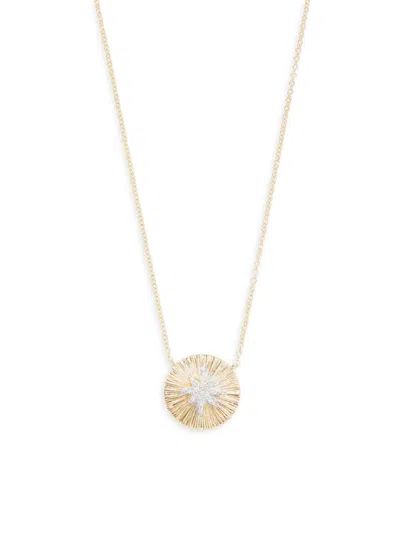 Saks Fifth Avenue Women's 14k Yellow Gold & 0.041 Tcw Diamond Starburst Pendant Necklace/15"