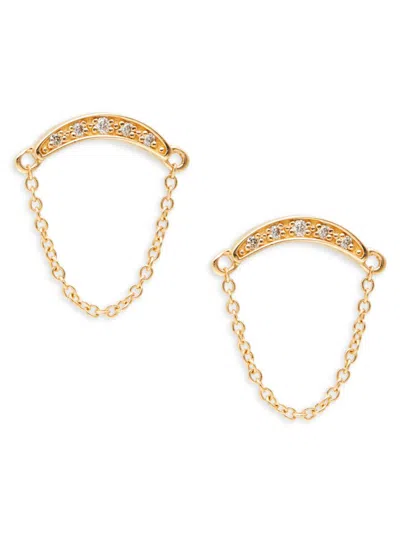 Saks Fifth Avenue Women's 14k Yellow Gold & 0.05 Tcw Diamond Arch & Chain Stud Earrings