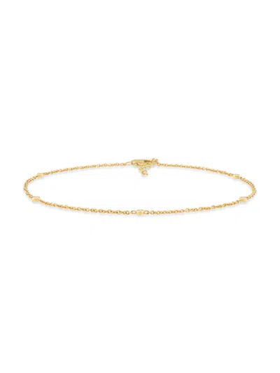 Saks Fifth Avenue Women's 14k Yellow Gold & 0.05 Tcw Diamond Bezel Anklet