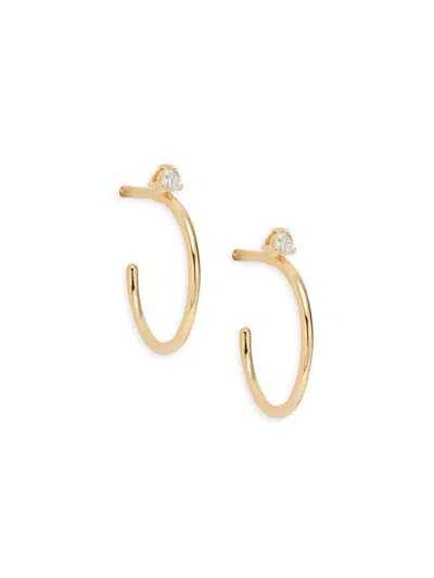 Saks Fifth Avenue Women's 14k Yellow Gold & 0.05 Tcw Diamond Half Hoop Earring