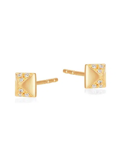 Saks Fifth Avenue Women's 14k Yellow Gold & 0.05 Tcw Diamond Pyramid Stud Earrings