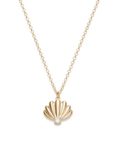 Saks Fifth Avenue Women's 14k Yellow Gold & 0.05 Tcw Diamond Shell Pendant Necklace