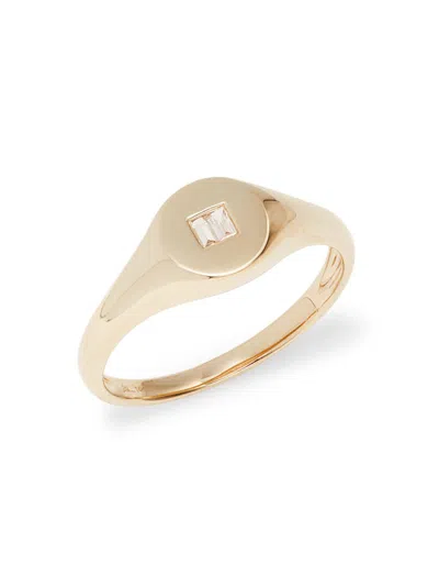 Saks Fifth Avenue Women's 14k Yellow Gold & 0.05 Tcw Diamond Signet Ring
