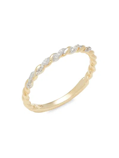 Saks Fifth Avenue Women's 14k Yellow Gold & 0.05 Tcw Diamond Twist Band Ring