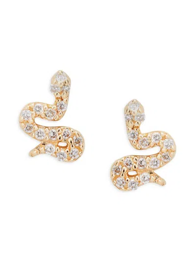 Saks Fifth Avenue Women's 14k Yellow Gold & 0.055 Tcw Diamond Snake Stud Earrings