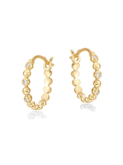 Saks Fifth Avenue Women's 14k Yellow Gold & 0.06 Tcw Diamond Beaded Hoop Earrings