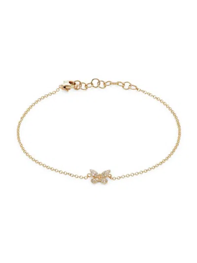 Saks Fifth Avenue Women's 14k Yellow Gold & 0.06 Tcw Diamond Butterfly Bracelet