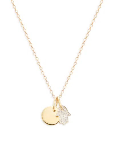 Saks Fifth Avenue Women's 14k Yellow Gold & 0.06 Tcw Diamond Hamsa Pendant Necklace