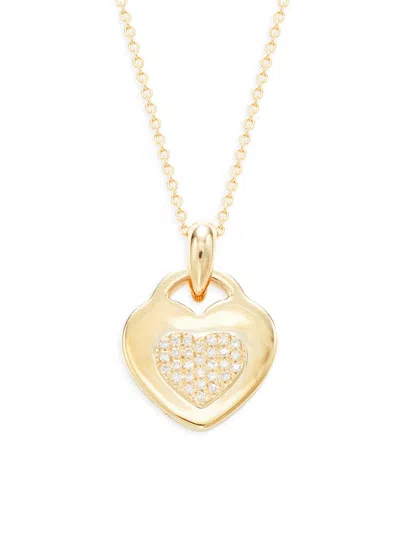 Saks Fifth Avenue Women's 14k Yellow Gold & 0.06 Tcw Diamond Heart Shaped Pendant Necklace
