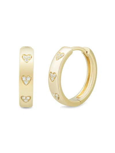Saks Fifth Avenue Women's 14k Yellow Gold & 0.06 Tcw Diamond Huggie Earrings