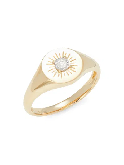 Saks Fifth Avenue Women's 14k Yellow Gold & 0.06 Tcw Diamond Signet Ring