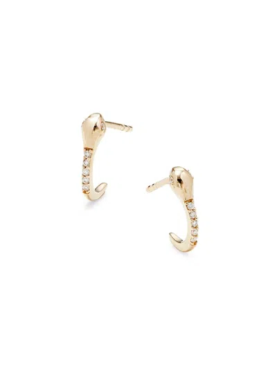 Saks Fifth Avenue Women's 14k Yellow Gold & 0.064 Tcw Diamond Half Huggie Earrings