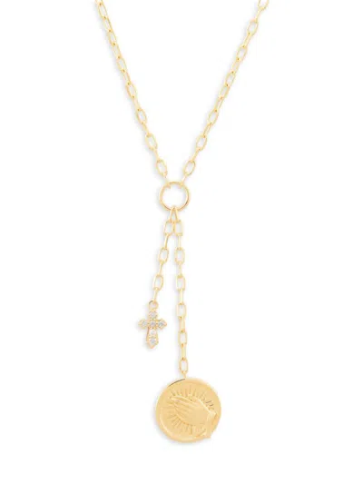 Saks Fifth Avenue Women's 14k Yellow Gold & 0.065 Tcw Diamond Cross Lariat Necklace