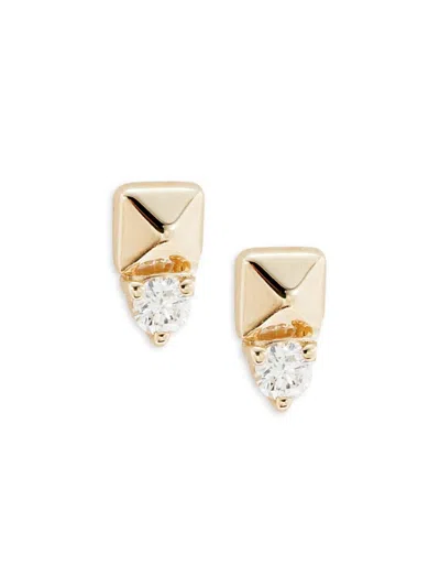 Saks Fifth Avenue Women's 14k Yellow Gold & 0.066 Tcw Diamond Pyramid Stud Earrings