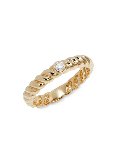 Saks Fifth Avenue Women's 14k Yellow Gold & 0.07 Bezel Diamond Twist Ring
