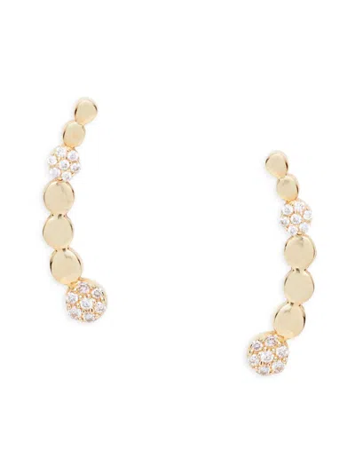 Saks Fifth Avenue Women's 14k Yellow Gold & 0.07 Tcw Diamond Disc Climber Earrings