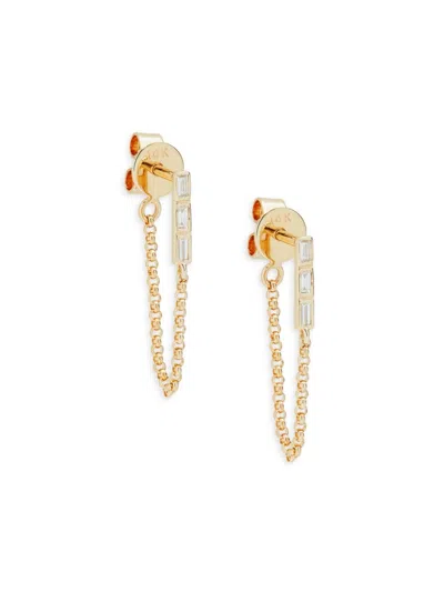 Saks Fifth Avenue Women's 14k Yellow Gold & 0.074 Tcw Diamond Chain Drop Earrings