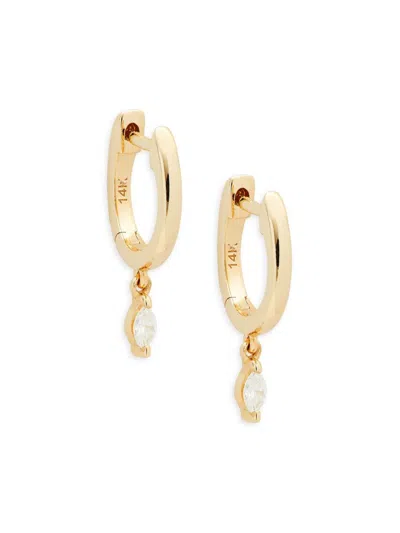 Saks Fifth Avenue Women's 14k Yellow Gold & 0.075 Tcw Diamond Drop Earrings