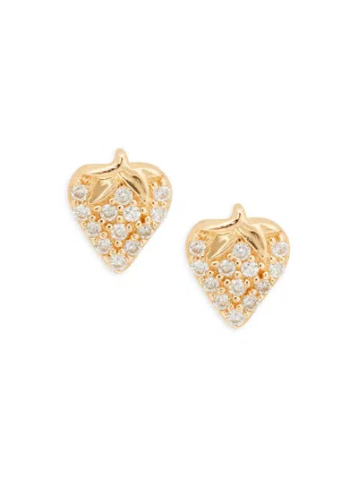 Saks Fifth Avenue Women's 14k Yellow Gold & 0.076 Tcw Diamond Strawberry Stud Earrings