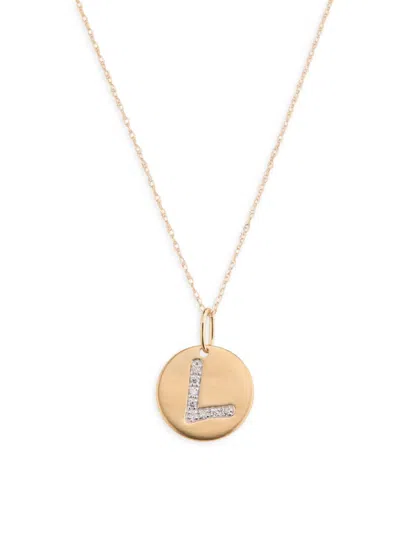 Saks Fifth Avenue Women's 14k Yellow Gold & 0.08 Tcw Diamond B Pendant Necklace