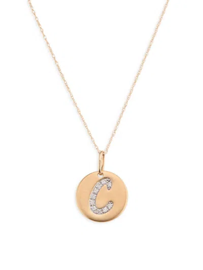 Saks Fifth Avenue Women's 14k Yellow Gold & 0.08 Tcw Diamond B Pendant Necklace