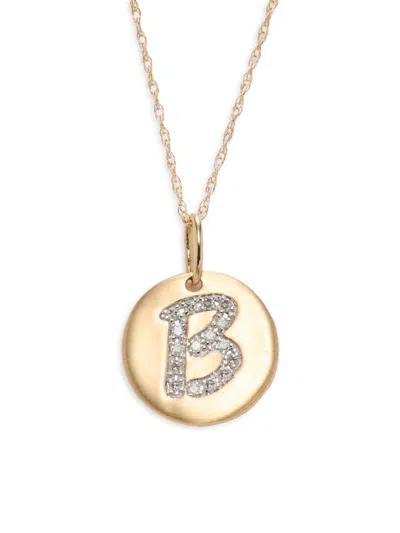 Saks Fifth Avenue Women's 14k Yellow Gold & 0.08 Tcw Diamond B Pendant Necklace