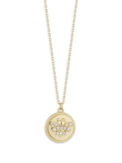 Saks Fifth Avenue Women's 14k Yellow Gold & 0.08 Tcw Diamond Bee Medallion Necklace