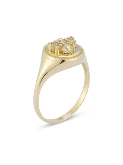 Saks Fifth Avenue Women's 14k Yellow Gold & 0.08 Tcw Diamond Bee Signet Ring