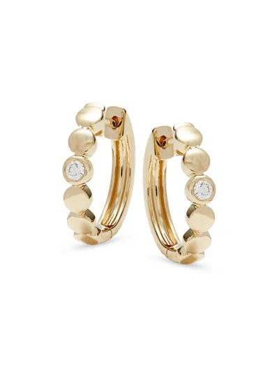 Saks Fifth Avenue Women's 14k Yellow Gold & 0.08 Tcw Diamond Bezel Hoop Earrings