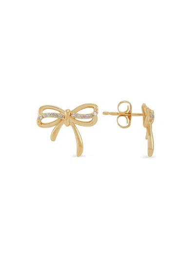 Saks Fifth Avenue Women's 14k Yellow Gold & 0.08 Tcw Diamond Bow Knot Stud Earrings