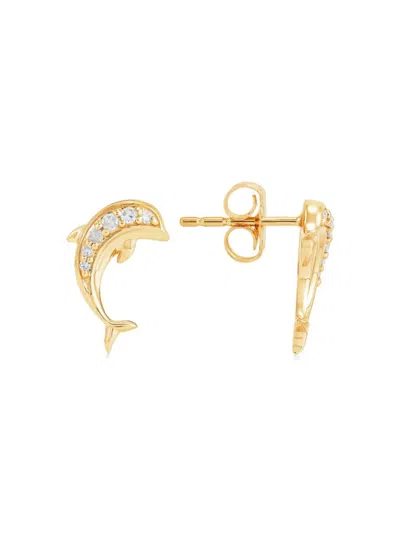 Saks Fifth Avenue Women's 14k Yellow Gold & 0.08 Tcw Diamond Dolphin Stud Earrings