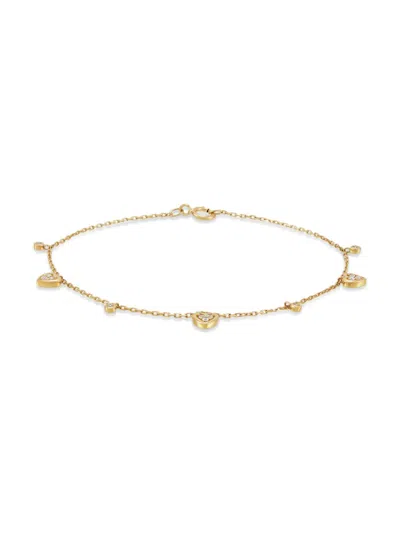 Saks Fifth Avenue Women's 14k Yellow Gold & 0.08 Tcw Diamond Heart Charm Bracelet