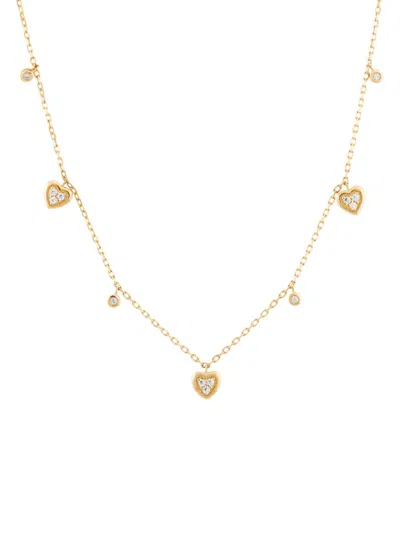 Saks Fifth Avenue Women's 14k Yellow Gold & 0.08 Tcw Diamond Heart Charm Chain Necklace/17"