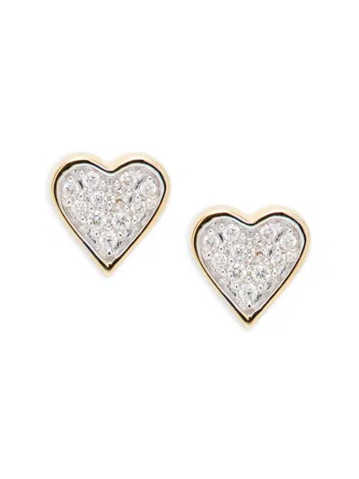 Saks Fifth Avenue Women's 14k Yellow Gold & 0.08 Tcw Diamond Heart Earrings