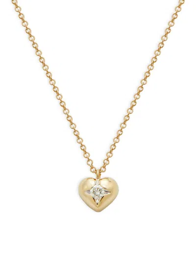 Saks Fifth Avenue Women's 14k Yellow Gold & 0.08 Tcw Diamond Heart Pendant Necklace
