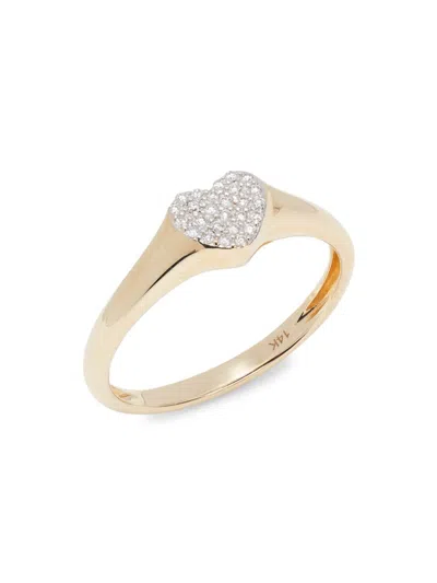 Saks Fifth Avenue Women's 14k Yellow Gold & 0.08 Tcw Diamond Heart Ring