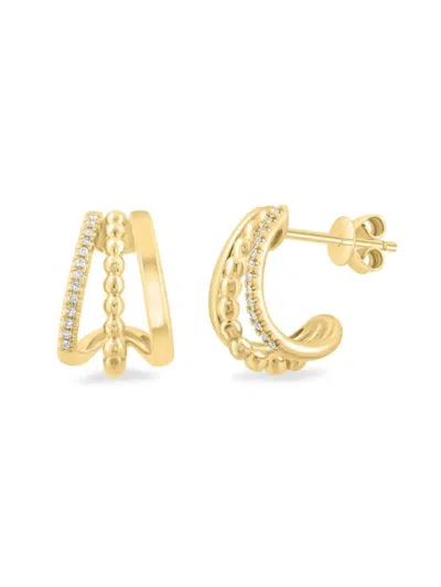 Saks Fifth Avenue Women's 14k Yellow Gold & 0.08 Tcw Diamond Huggie Earrings