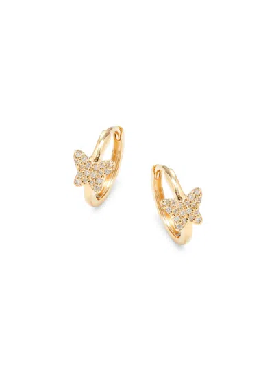 Saks Fifth Avenue Women's 14k Yellow Gold & 0.087 Tcw Diamond Butterfly Earrings